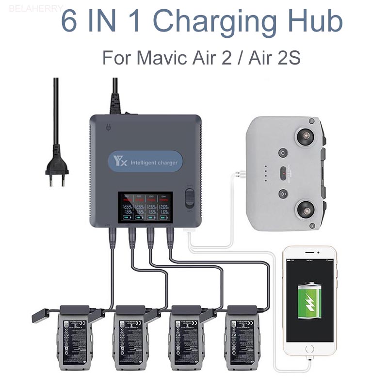 Drone Charging Hub - 6 in 1 Digital display Battery
