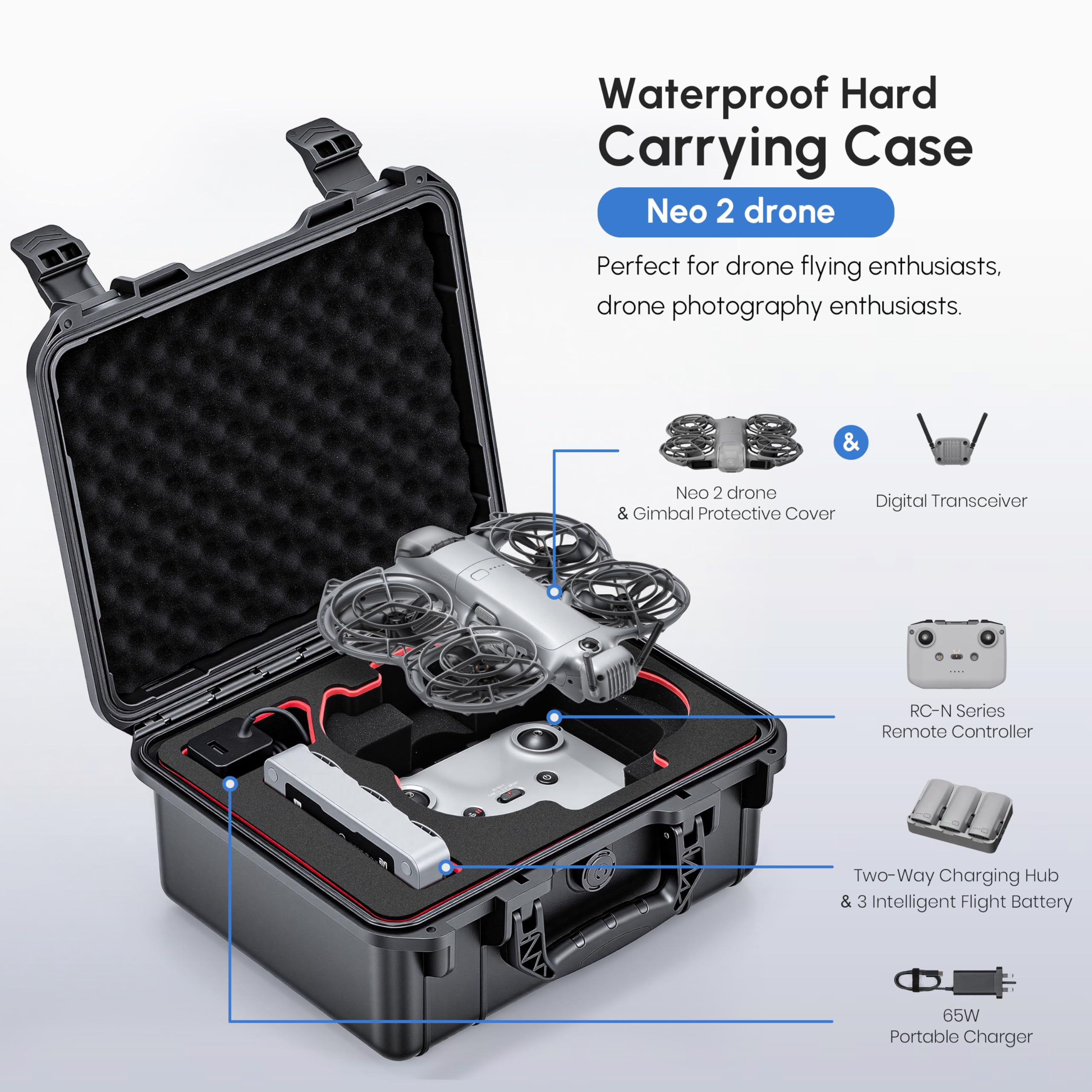 Drone Controller Hood - NEO 2 Case,Waterproof Hard Carrying Case