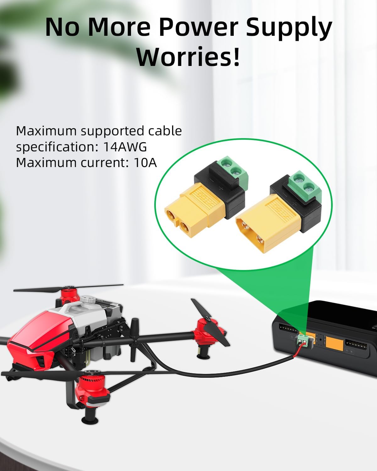 Drone Solar Charger - 2 Pin XT60 Solderless Male Female