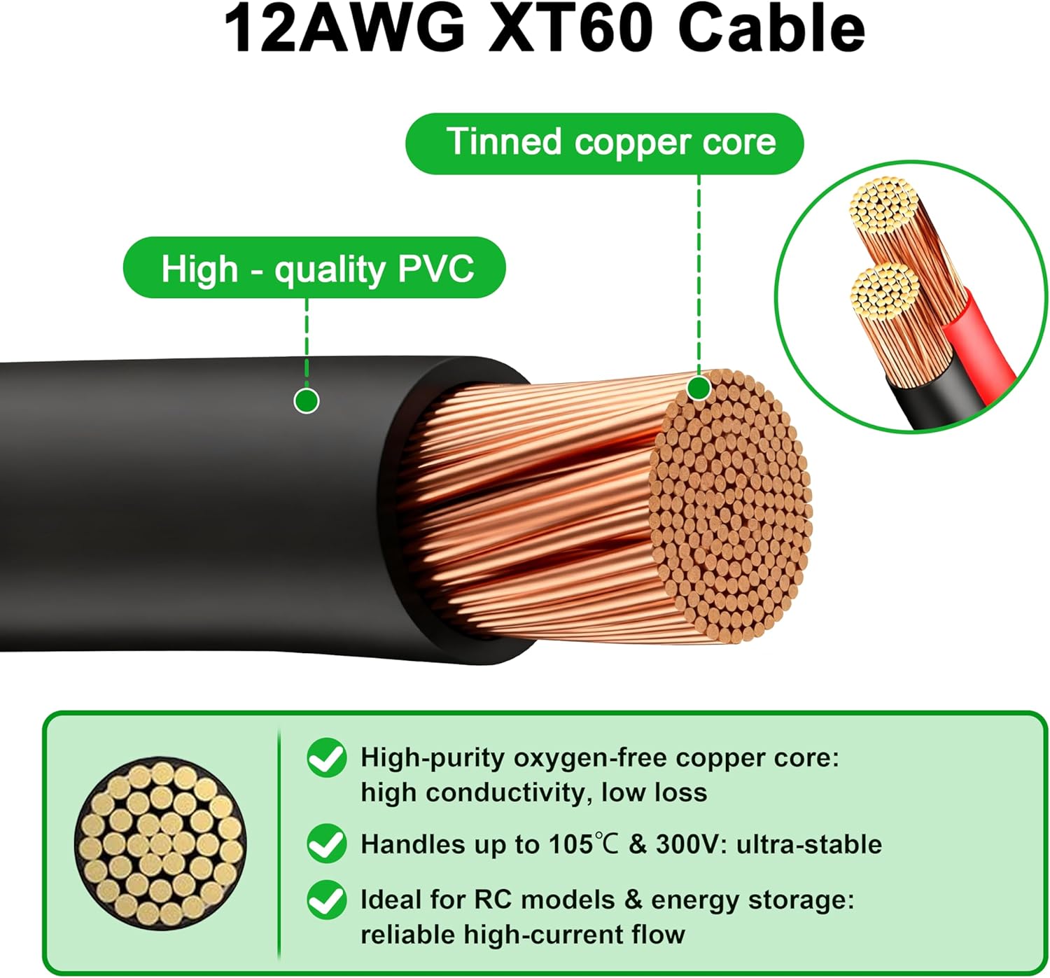 JMUYTOP 3FT 12AWG XT60 Panel M - огляд і ціна Drone Battery Adapter
